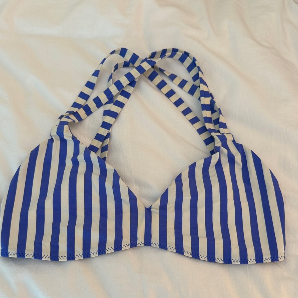 Vineyard Vines Blue and White Striped Bikini Top